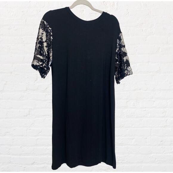 Saks Fifth Avenue tunic shirt dress with sequin sleeves - Picture 1 of 5
